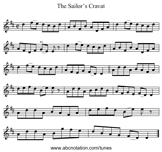 The Sailor’s Cravat - staff notation
