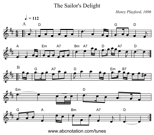 The Sailor's Delight - staff notation