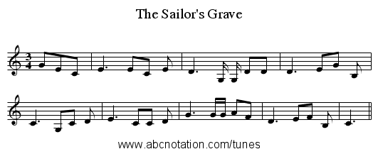The Sailor's Grave - staff notation