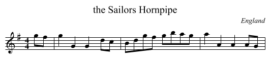 the Sailors Hornpipe - staff notation