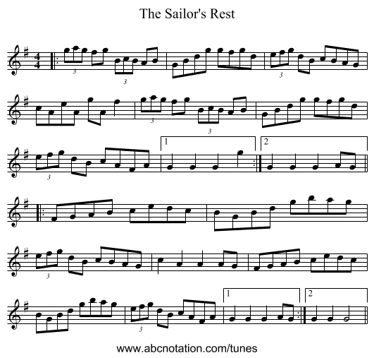 The Sailor's Rest - staff notation