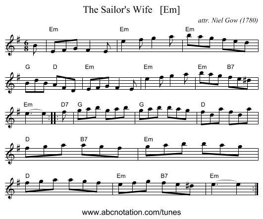 The Sailor's Wife   [Em] - staff notation