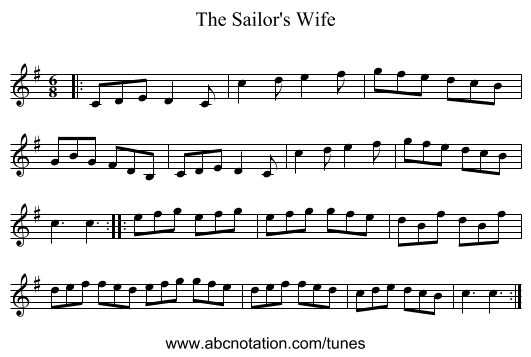The Sailor's Wife - staff notation
