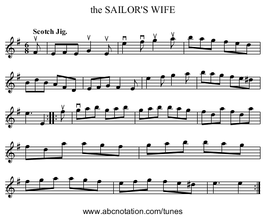 the SAILOR'S WIFE - staff notation