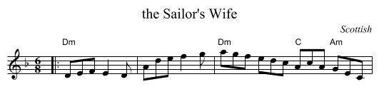 the Sailor's Wife - staff notation