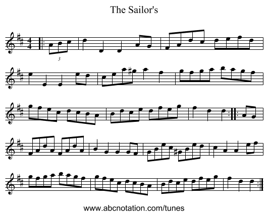 The Sailor's - staff notation