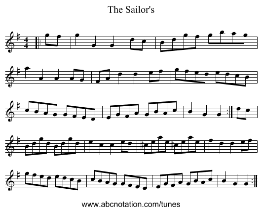 The Sailor's - staff notation