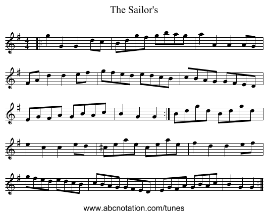 The Sailor's - staff notation
