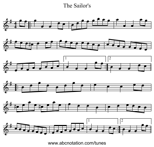 The Sailor's - staff notation
