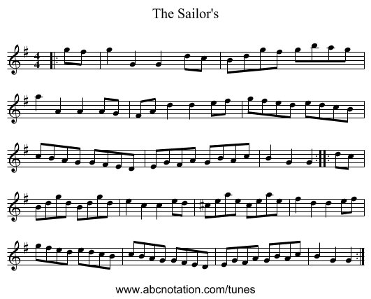 The Sailor's - staff notation