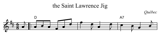 the Saint Lawrence Jig - staff notation