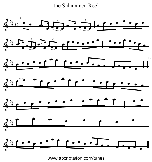 the Salamanca Reel - staff notation