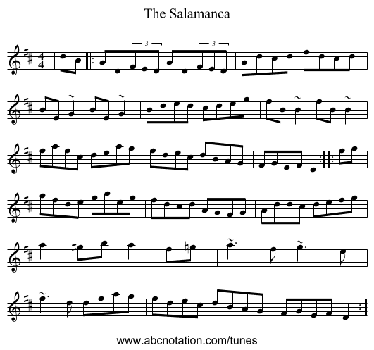 The Salamanca - staff notation