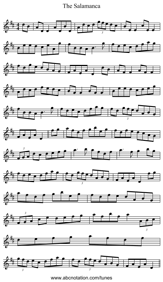 The Salamanca - staff notation