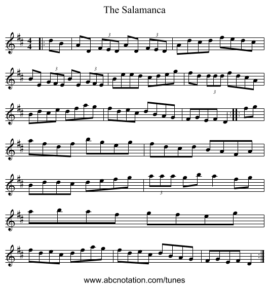 The Salamanca - staff notation