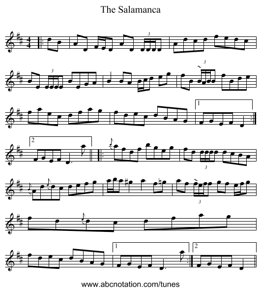 The Salamanca - staff notation