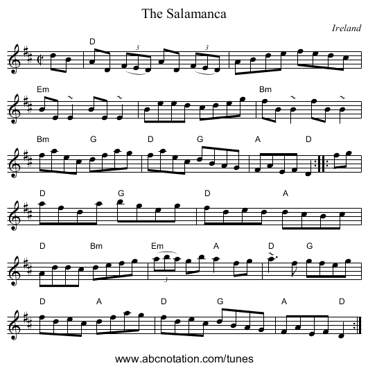 The Salamanca - staff notation