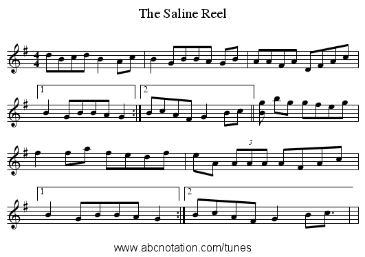 The Saline Reel - staff notation