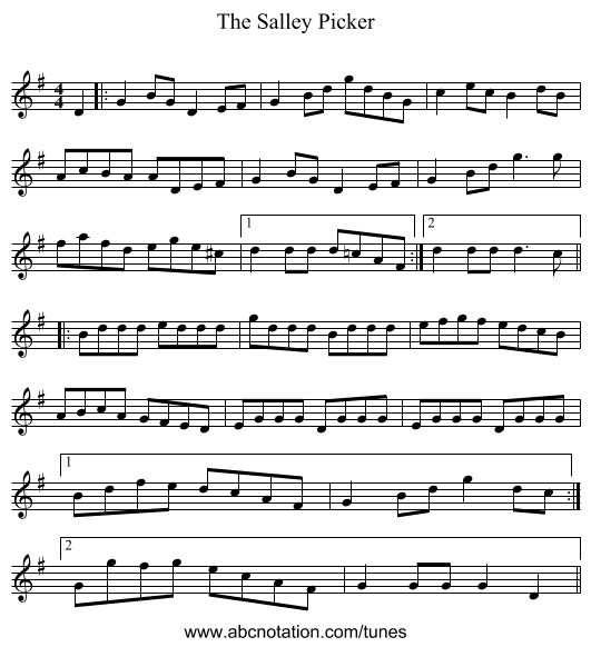 The Salley Picker - staff notation