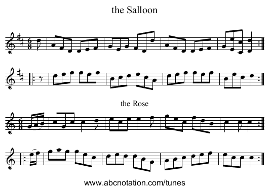 the Salloon - staff notation