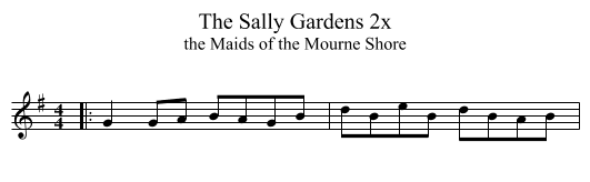 The Sally Gardens 2x - staff notation