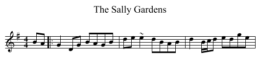 The Sally Gardens - staff notation