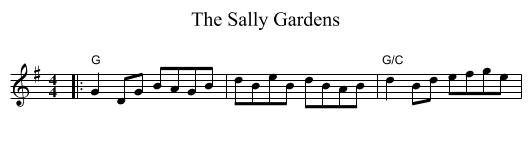 The Sally Gardens - staff notation