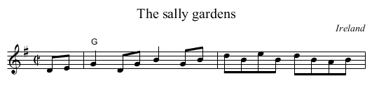 The sally gardens - staff notation