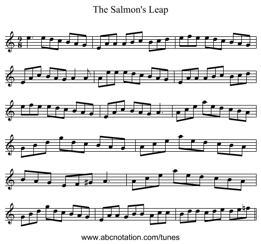 The Salmon's Leap - staff notation