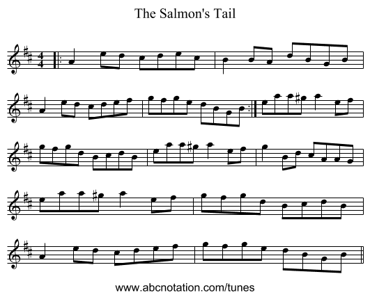 The Salmon's Tail - staff notation