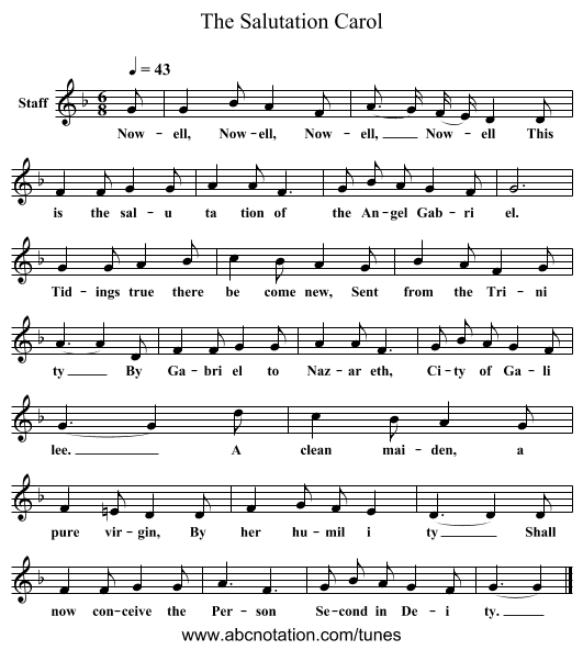 The Salutation Carol - staff notation