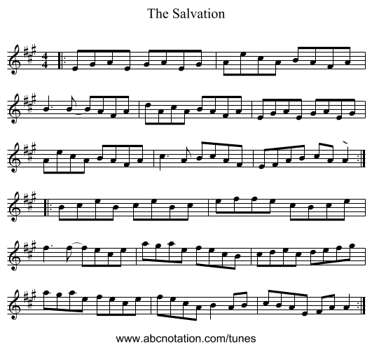The Salvation - staff notation