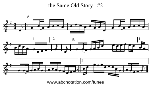 the Same Old Story   #2 - staff notation