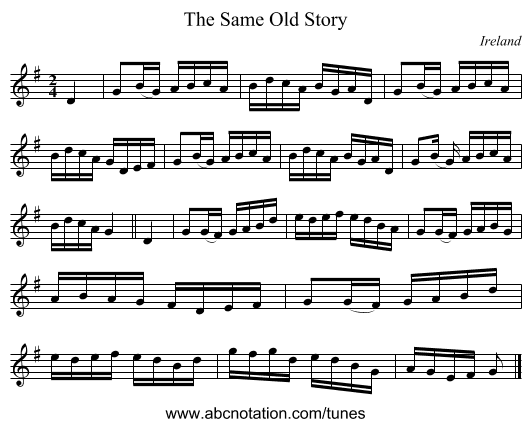 The Same Old Story - staff notation