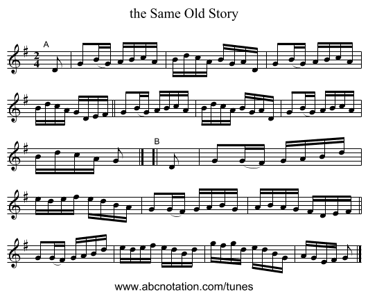 the Same Old Story - staff notation
