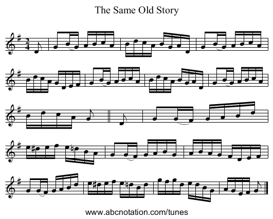 The Same Old Story - staff notation