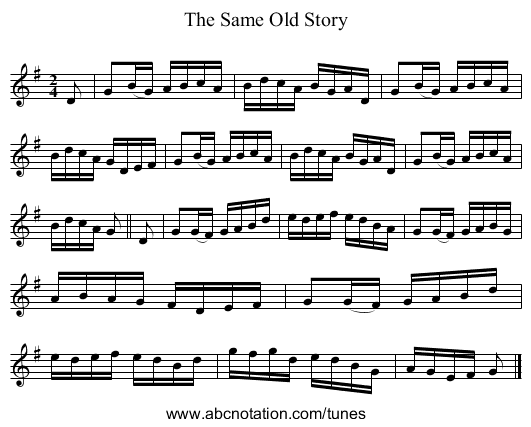 The Same Old Story - staff notation