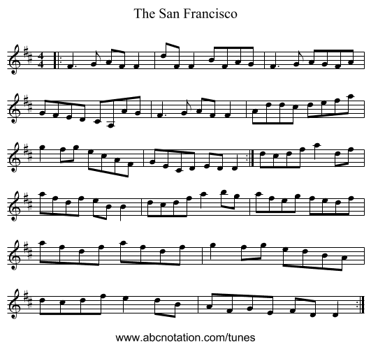 The San Francisco - staff notation