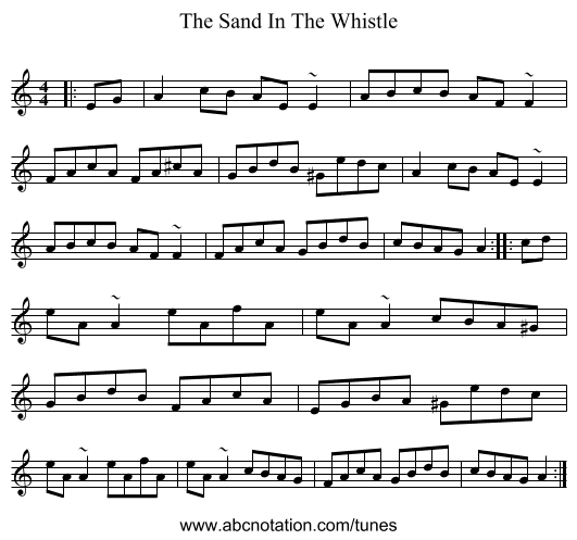 The Sand In The Whistle - staff notation