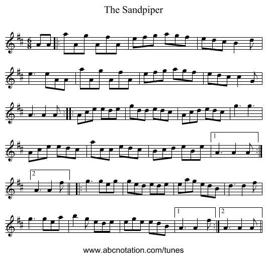 The Sandpiper - staff notation