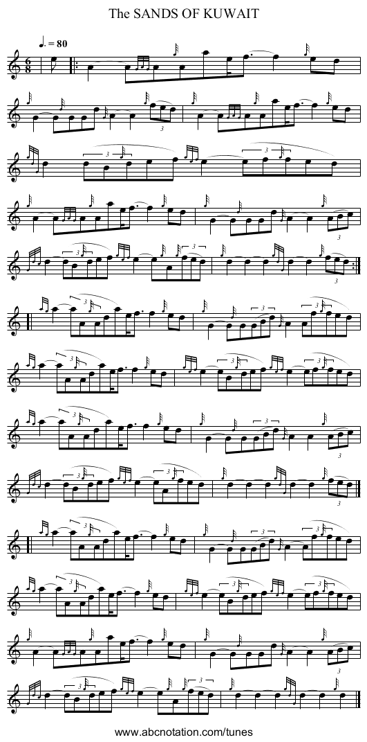 The SANDS OF KUWAIT - staff notation