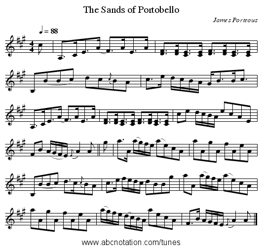 The Sands of Portobello - staff notation