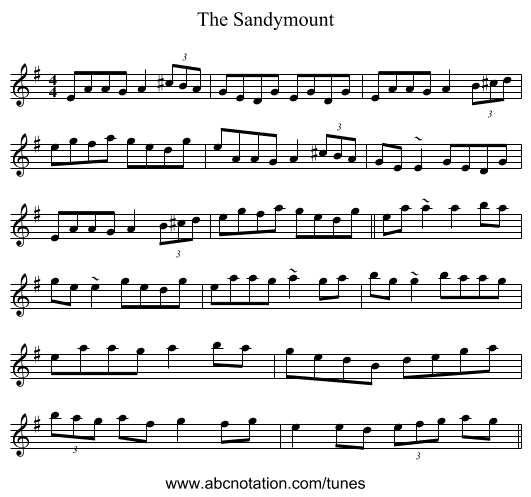 The Sandymount - staff notation