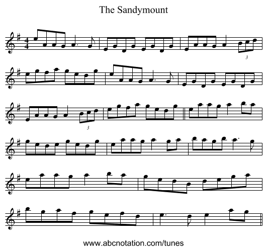 The Sandymount - staff notation