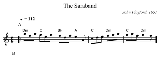 The Saraband - staff notation