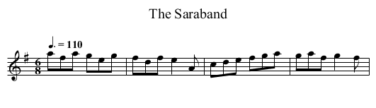The Saraband - staff notation