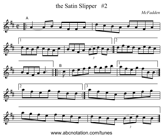 the Satin Slipper   #2 - staff notation