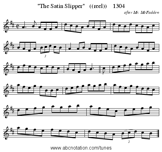 The Satin Slipper ((reel)) 1304 - staff notation