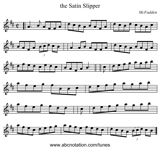 the Satin Slipper - staff notation