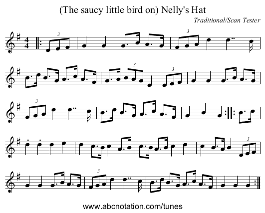 (The saucy little bird on) Nelly's Hat - staff notation